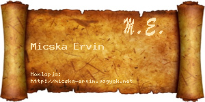 Micska Ervin névjegykártya