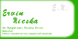 ervin micska business card